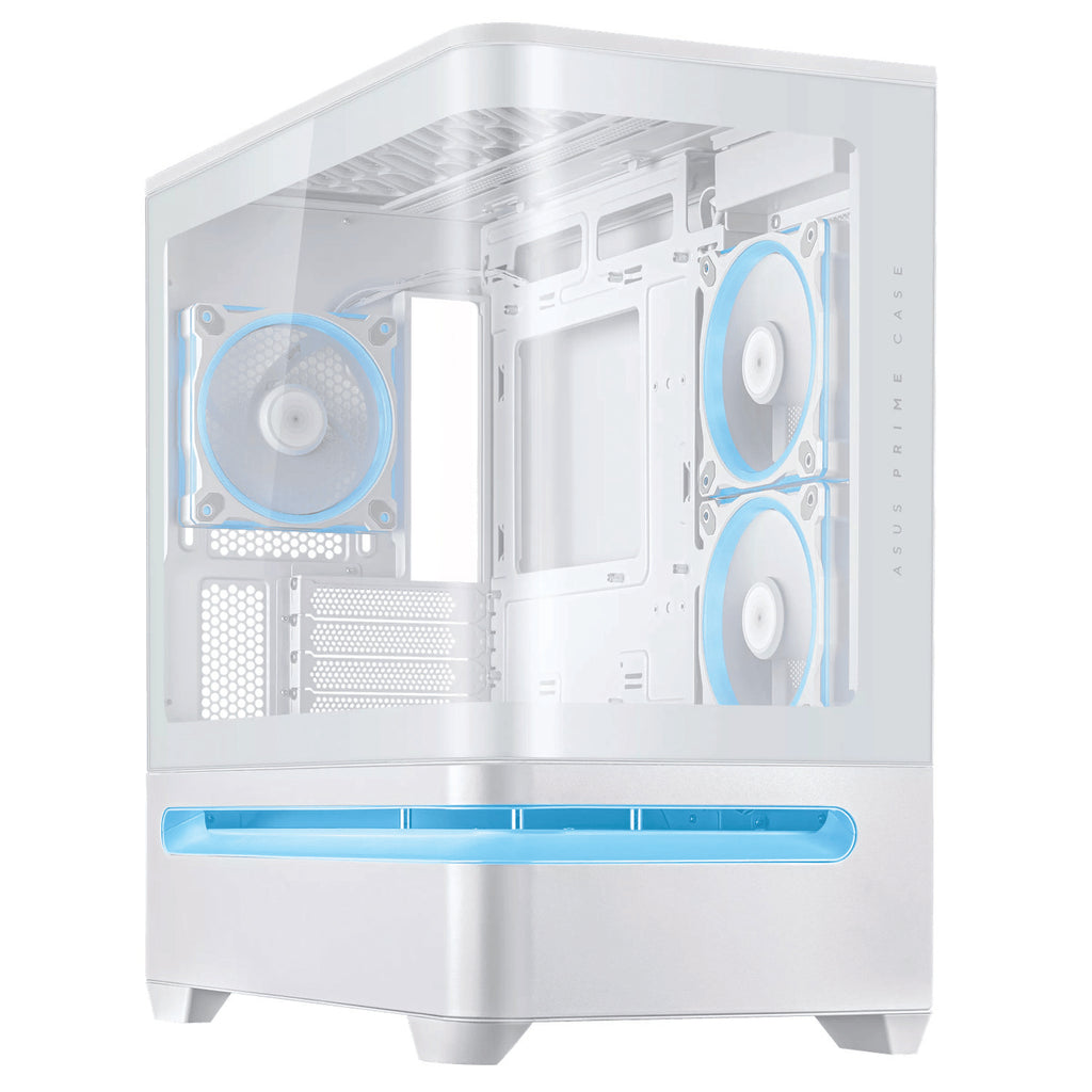ASUS Prime AP202 ARGB Micro-ATX PC Case | Curved Tempered Glass | 420mm GPU Support | 360mm Radiator | 3× ARGB Fans | USB-C 20Gbps