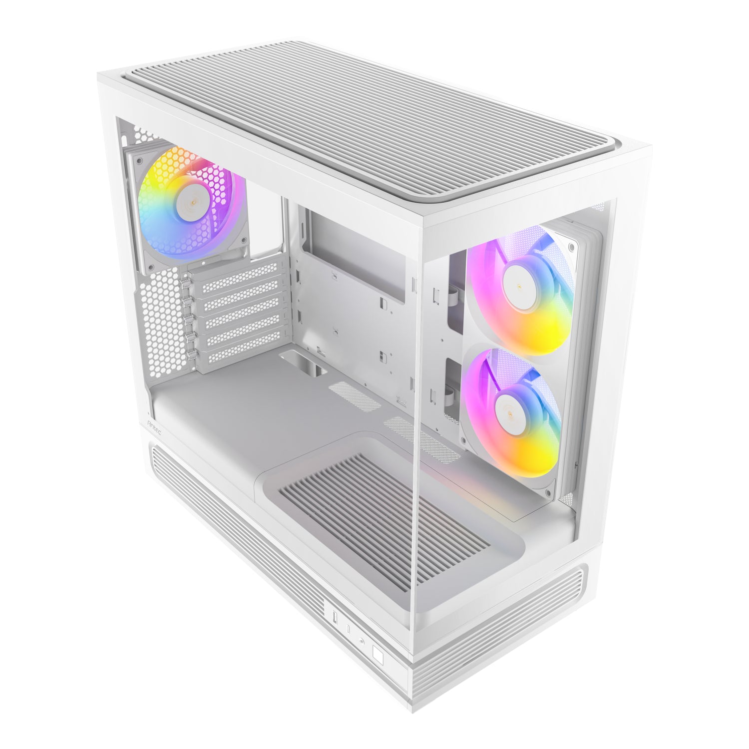 Antec C2M ARGB White Compact Micro-ATX Gaming Case | 270° Tempered Glass | ARGB PWM Fans | USB Type-C 10Gbps | 360mm Radiator Support - White