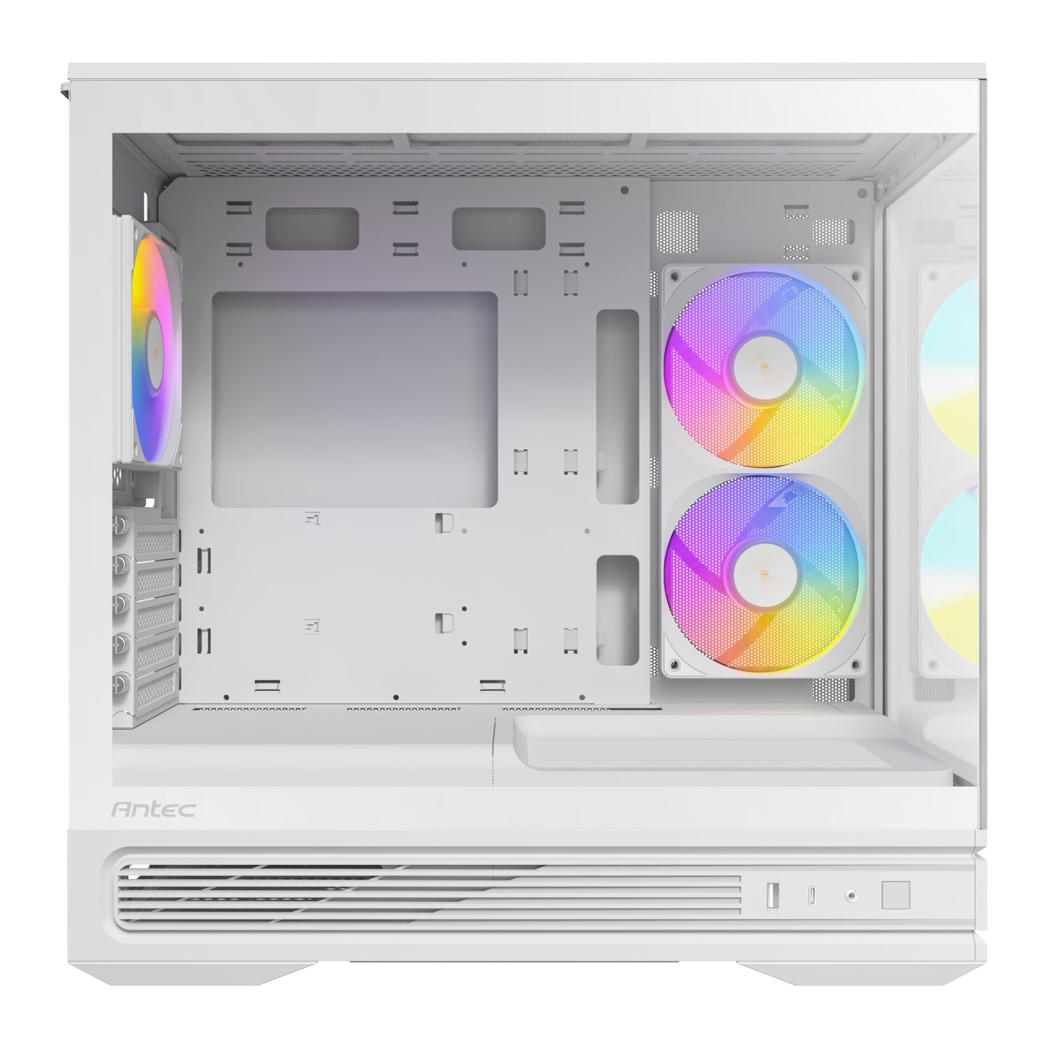 Antec C2M ARGB White Compact Micro-ATX Gaming Case | 270° Tempered Glass | ARGB PWM Fans | USB Type-C 10Gbps | 360mm Radiator Support - White