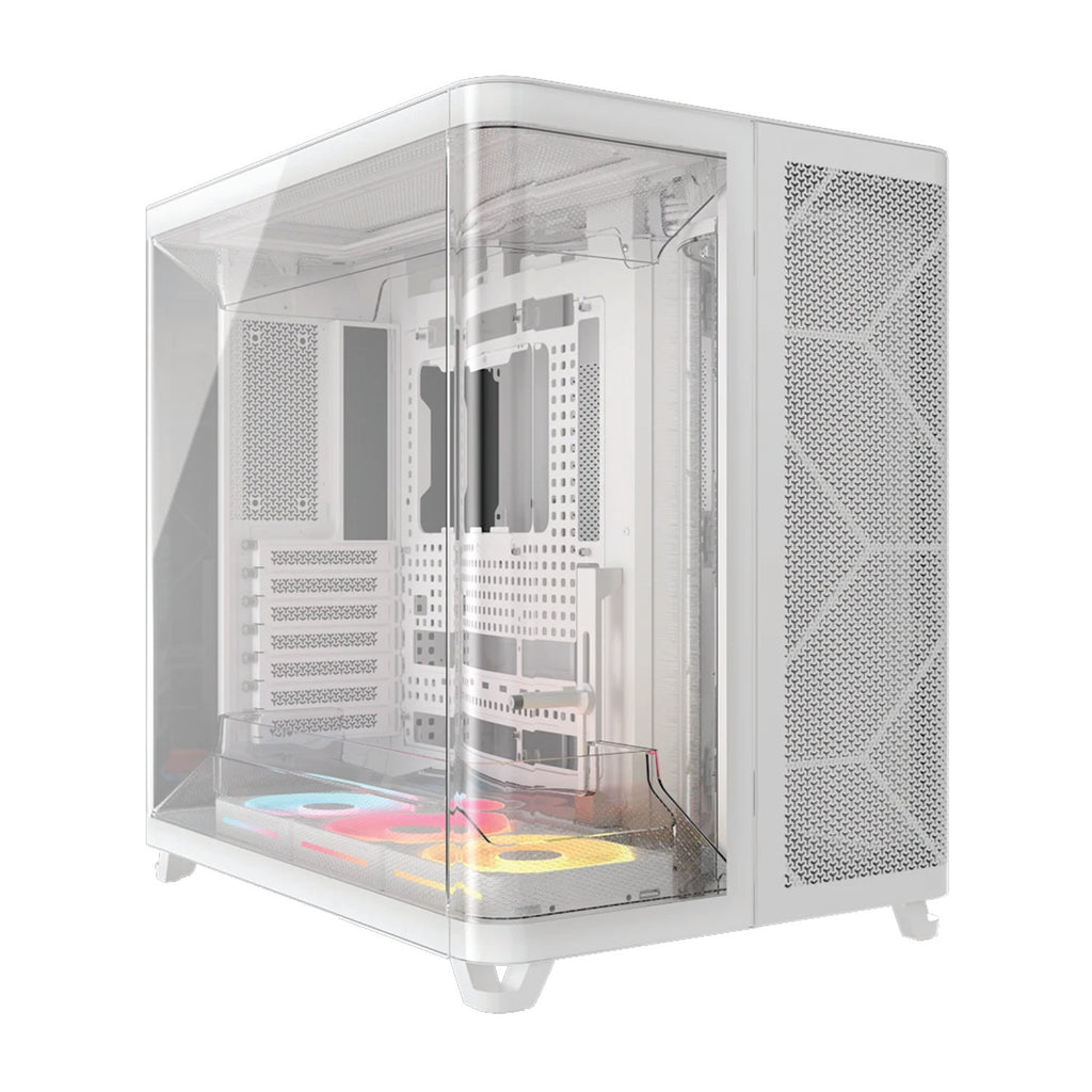 Corsair AIR 5400 LX-R RGB iCUE LINK Triple Chamber Mid-Tower PC Case - White