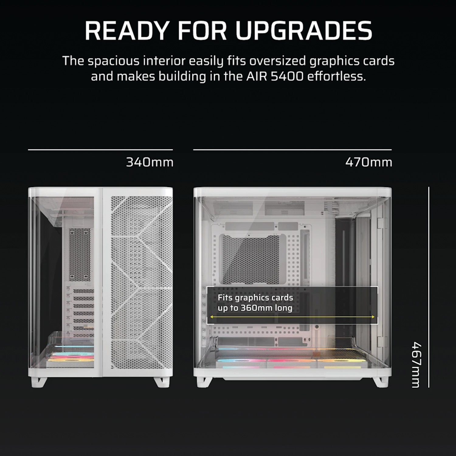 Corsair AIR 5400 LX-R RGB iCUE LINK Triple Chamber Mid-Tower PC Case - White