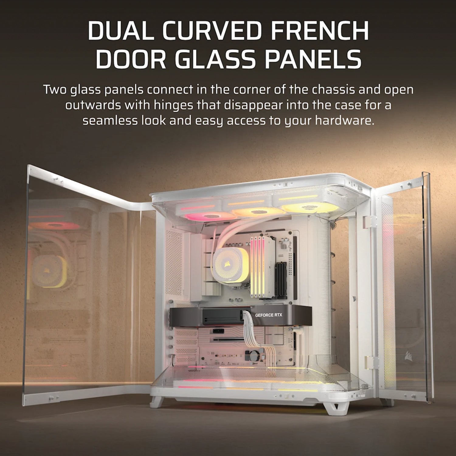 Corsair AIR 5400 LX-R RGB iCUE LINK Triple Chamber Mid-Tower PC Case - White