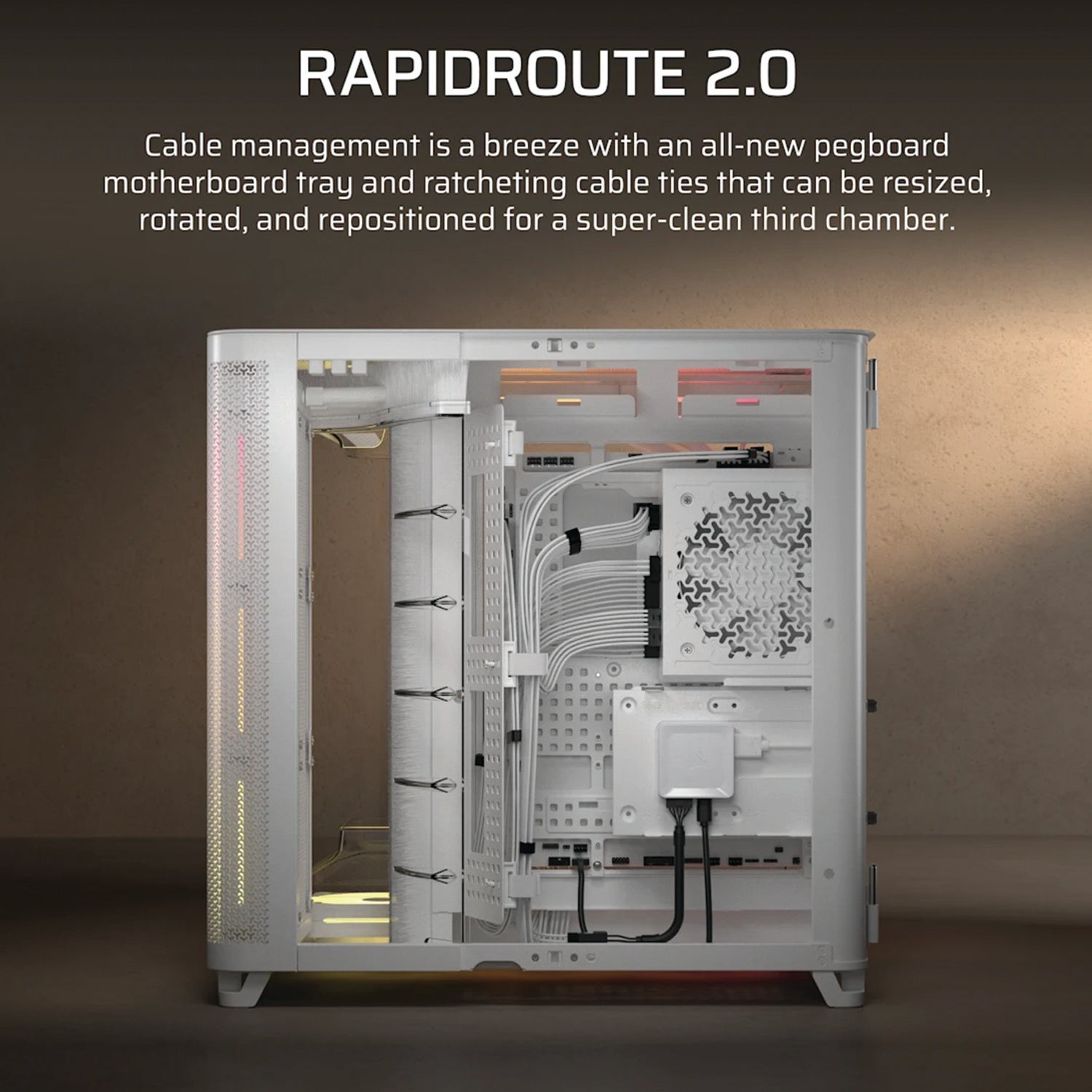 Corsair AIR 5400 LX-R RGB iCUE LINK Triple Chamber Mid-Tower PC Case - White