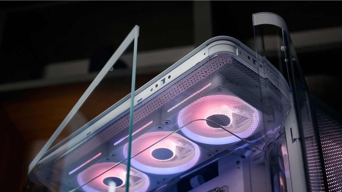 Corsair AIR 5400 LX-R RGB iCUE LINK Triple Chamber Mid-Tower PC Case - White
