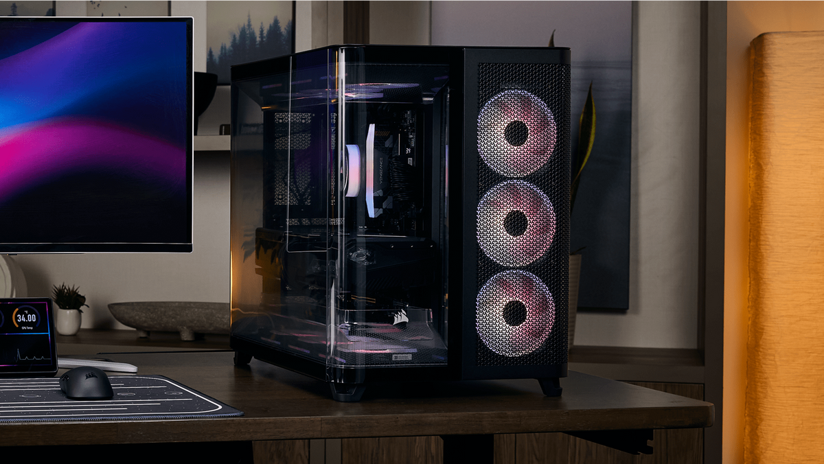 Corsair AIR 5400 LX-R RGB iCUE LINK Triple Chamber Mid-Tower PC Case - White