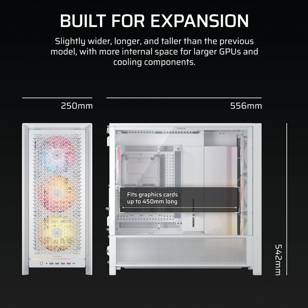 Corsair FRAME 5000D RS ARGB High-Airflow Mid-Tower PC Case - White