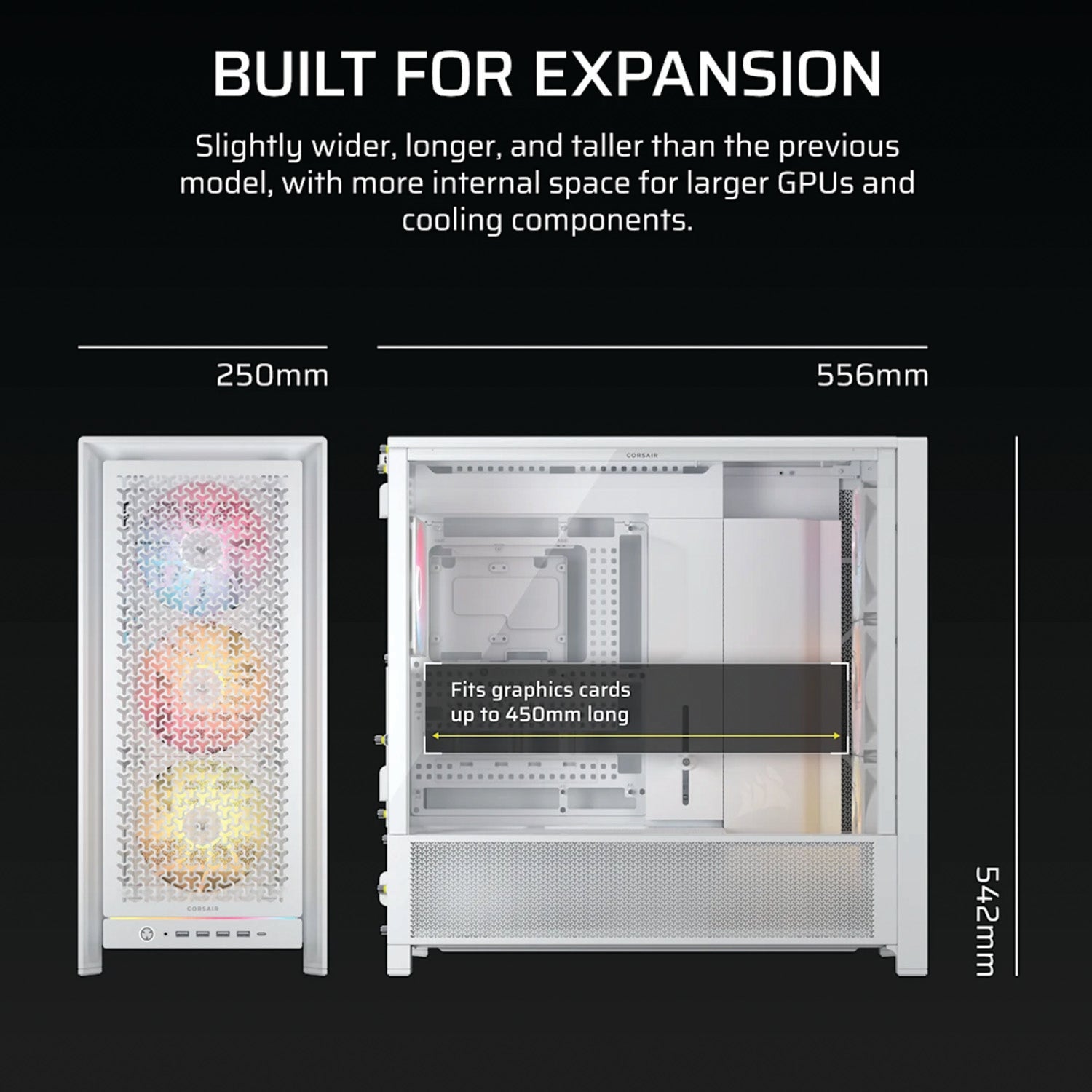Corsair FRAME 5000D RS ARGB High-Airflow Mid-Tower PC Case - White