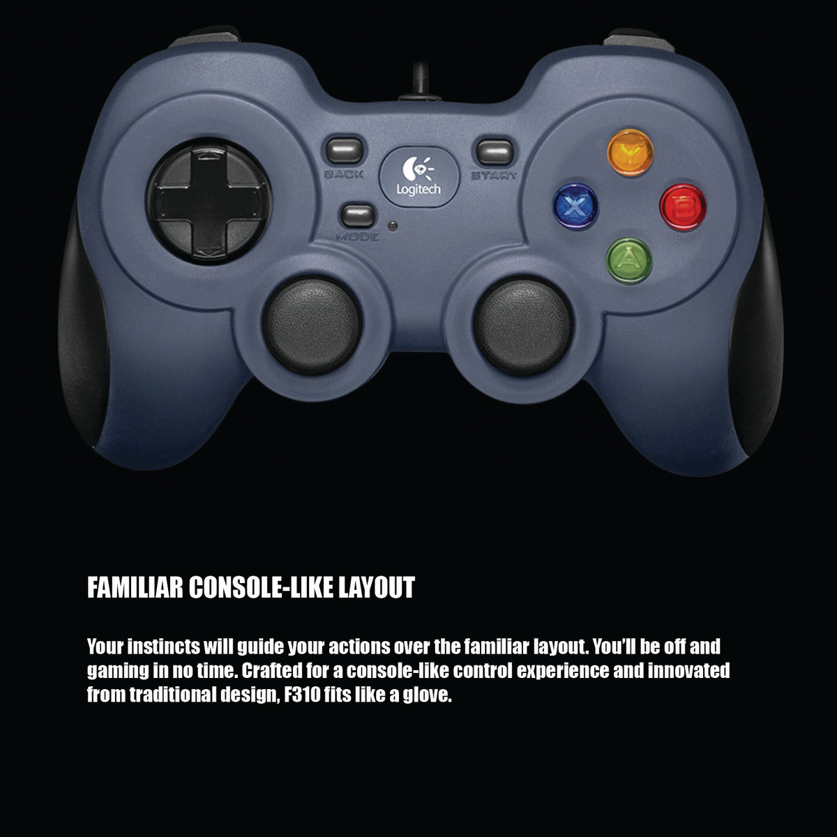 Logitech G F310 Wired Gamepad | PC Controller | XInput & DirectInput | 1.8m USB Cable