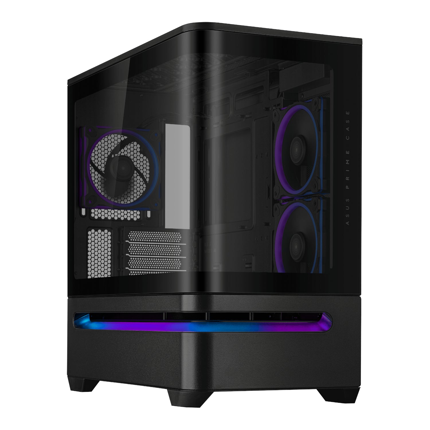 ASUS Prime AP202 ARGB Micro-ATX PC Case | Curved Tempered Glass | 420mm GPU Support | 360mm Radiator | 3× ARGB Fans | USB-C 20Gbps - Black