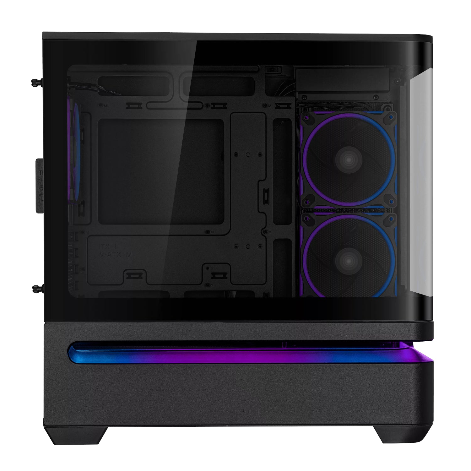 ASUS Prime AP202 ARGB Micro-ATX PC Case | Curved Tempered Glass | 420mm GPU Support | 360mm Radiator | 3× ARGB Fans | USB-C 20Gbps - Black
