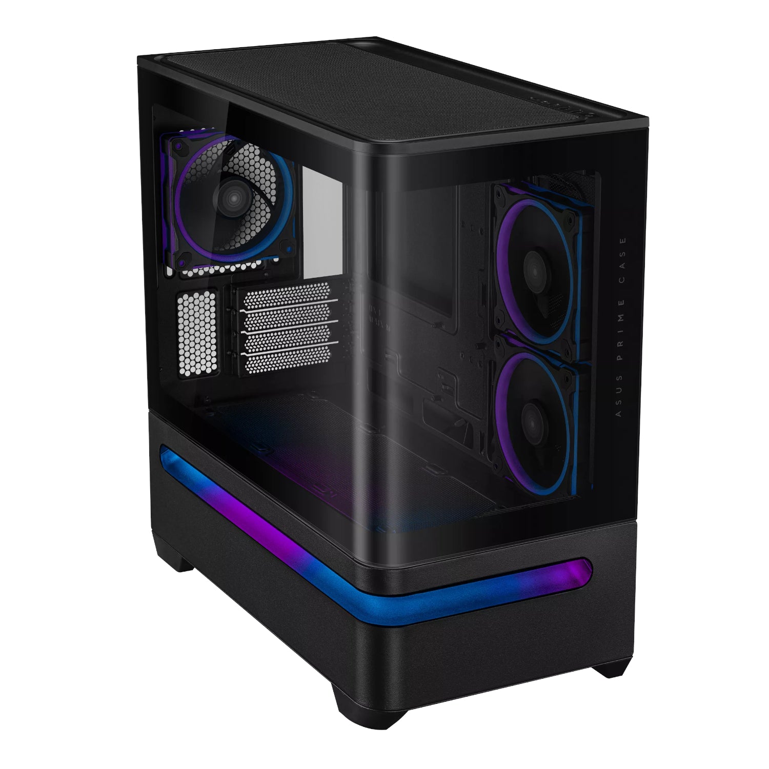 ASUS Prime AP202 ARGB Micro-ATX PC Case | Curved Tempered Glass | 420mm GPU Support | 360mm Radiator | 3× ARGB Fans | USB-C 20Gbps - Black