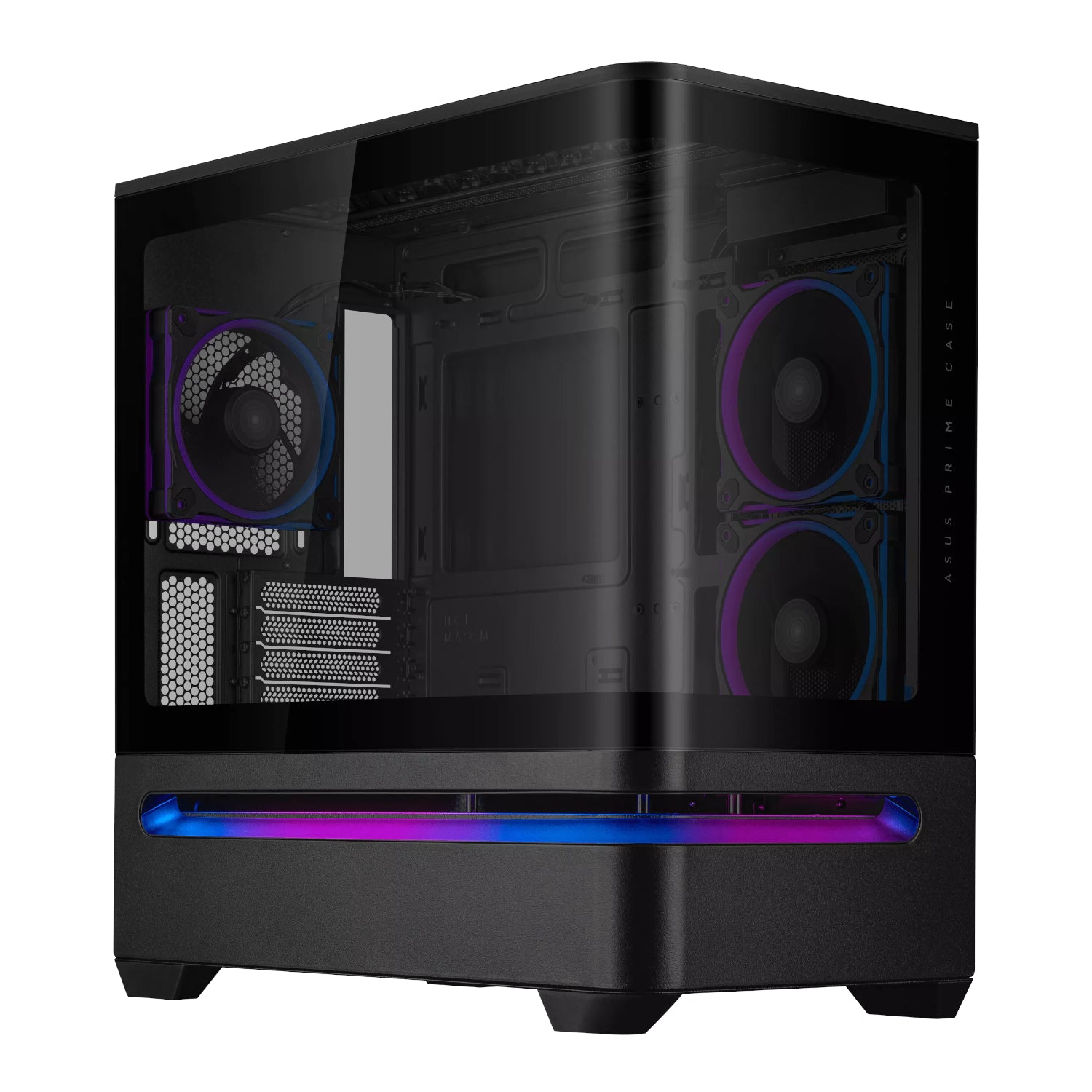 ASUS Prime AP202 ARGB Micro-ATX PC Case | Curved Tempered Glass | 420mm GPU Support | 360mm Radiator | 3× ARGB Fans | USB-C 20Gbps - Black