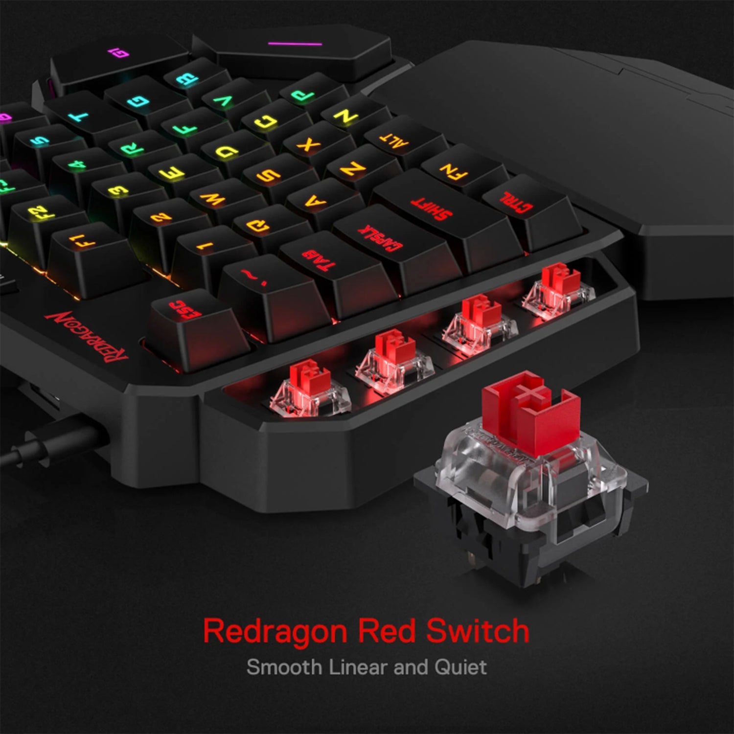 REDRAGON Diti Elite Pro One-Handed RGB Wireless Mechanical Gaming Keyboard – Black