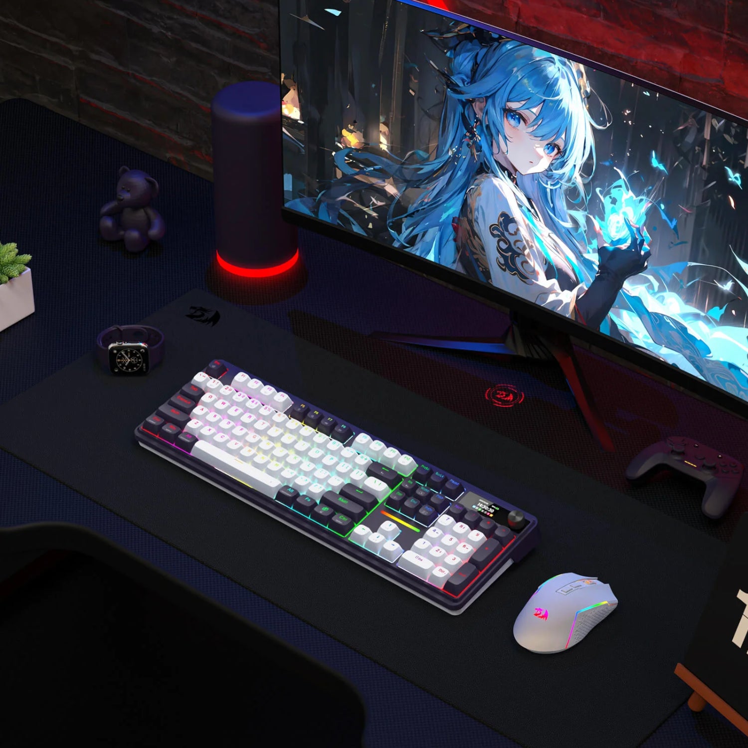 Redragon K762WB-RGB-PRO LCD Full-size Gasket Mechanical Keyboard – Black